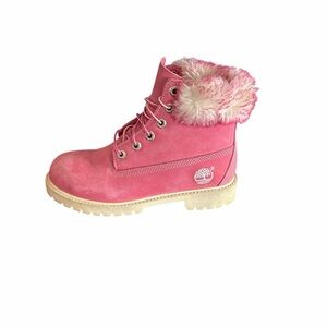 Timberland Kids Pink Boots with Fur Trim